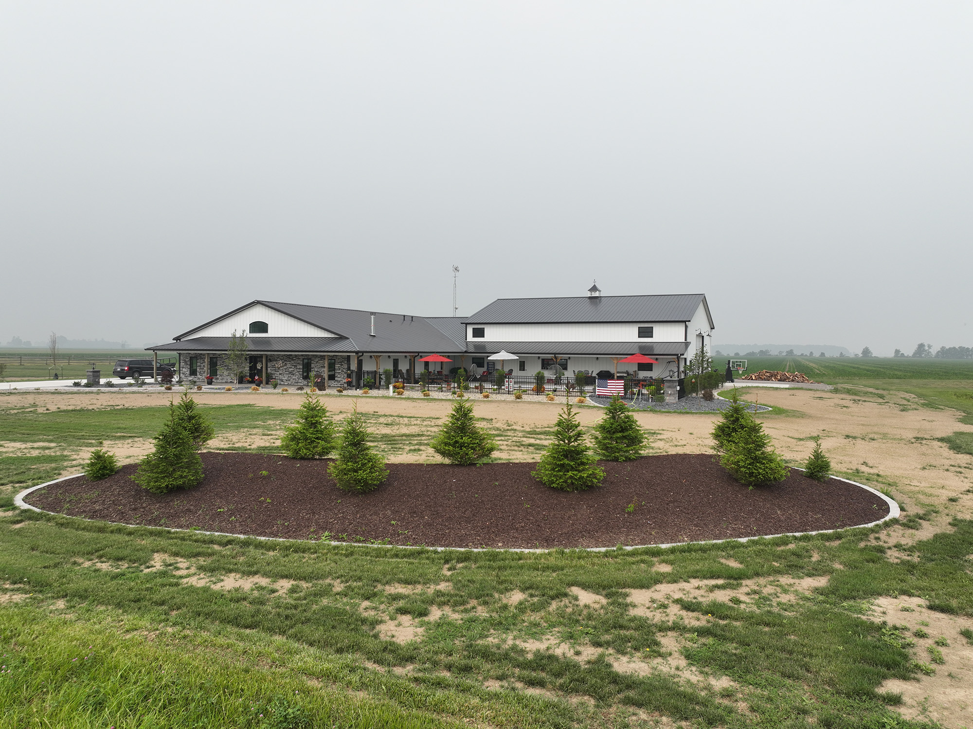 Pole barn home with pool